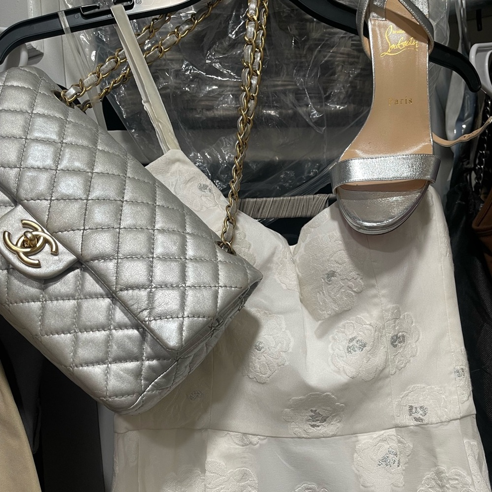 Iridescent silver classic flap
